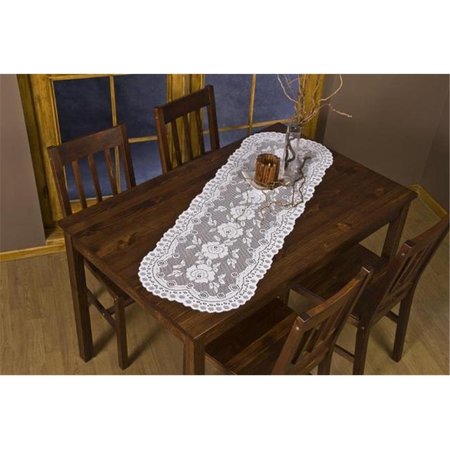 FASTFOOD 16 x 36 in. European Lace Table Runner, White FA2570090